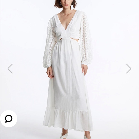 NWT Urban Revivo White Cut Out Ruffle Hem Dress - size Small - Picture 2 of 7